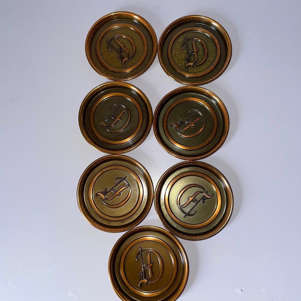 HYDE PARK COPPER SET OF 7 COASTERS.